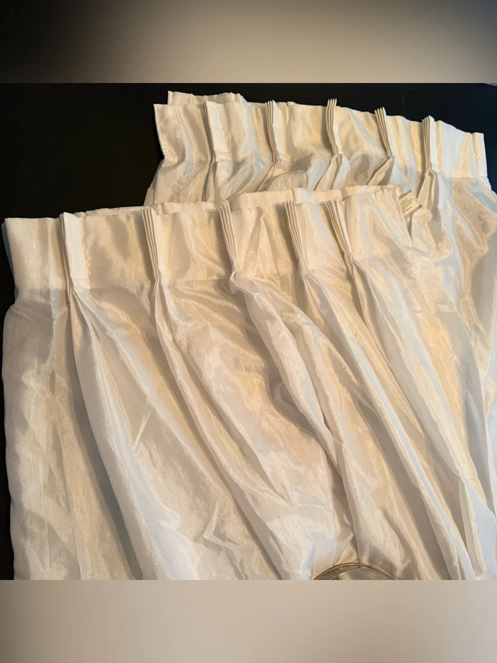 Drapes Pinch Pleat Sheer JCPenney White Curtain Pair 46x83” Vintage Sateen